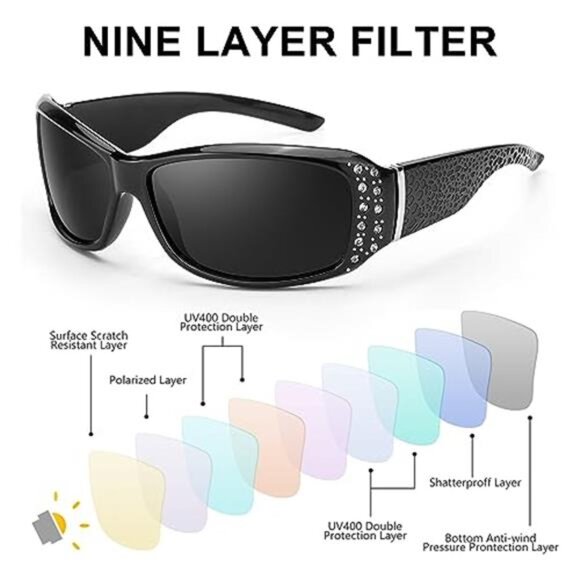 Women\'s Polarized Sunglasses Rhinestone UV400 Protection